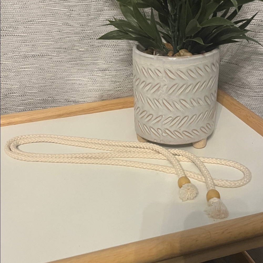 Cream braided rope belt